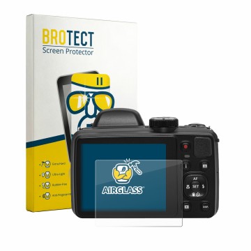Face avant d’un emballage produit avec le logo de la marque BROTECT. À côté, l’appareil Kodak Pixpro AZ425 est représenté avec