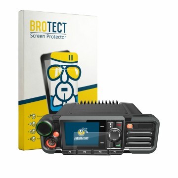 Vorderseite einer Produktverpackung mit dem Markenlogo BROTECT. Daneben ist das Gerät Hytera HM785 mit dem zugehörigen Display