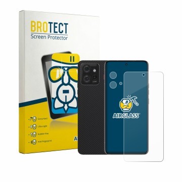 Vorderseite einer Produktverpackung mit dem Markenlogo BROTECT. Daneben ist das Gerät Motorola ThinkPhone (Display+Kamera) mit