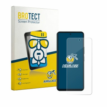 Parte frontal de un envase de producto con el logotipo de la marca BROTECT. Al lado se muestra el dispositivo Vivo Y21d con su