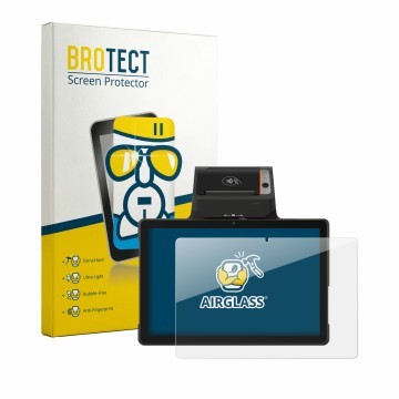 Vorderseite einer Produktverpackung mit dem Markenlogo BROTECT. Daneben ist das Gerät Sunmi P3 Mix 58mm mit dem zugehörigen Di