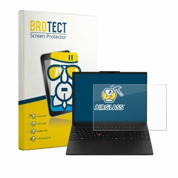 Face avant d’un emballage produit avec le logo de la marque BROTECT. À côté, l’appareil Lenovo ThinkPad P16s Gen 5 est représe