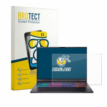 Vorderseite einer Produktverpackung mit dem Markenlogo BROTECT. Daneben ist das Gerät Acer Nitro 18 AI AN18-61 mit dem zugehör