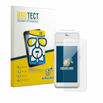 Parte frontale di una confezione del prodotto con il logo del marchio BROTECT. Accanto è raffigurato il dispositivo Pax A99 co