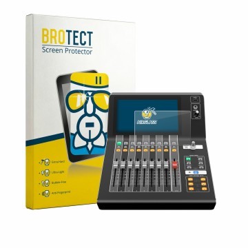 Vorderseite einer Produktverpackung mit dem Markenlogo BROTECT. Daneben ist das Gerät Yamaha DM3 mit dem zugehörigen Displaysc
