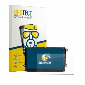 Vorderseite einer Produktverpackung mit dem Markenlogo BROTECT. Daneben ist das Gerät Xtrons ID90MTVL mit dem zugehörigen Disp