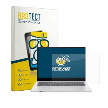 Parte frontal de un envase de producto con el logotipo de la marca BROTECT. Al lado se muestra el dispositivo Acer Swift Spin 