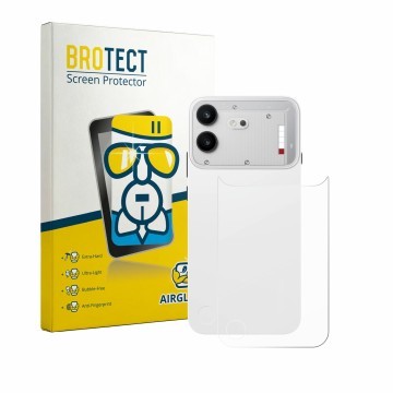 Vorderseite einer Produktverpackung mit dem Markenlogo BROTECT. Daneben ist das Gerät Nothing Phone (4b) (Rückseite) mit dem z