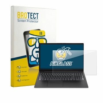 Parte frontal de un envase de producto con el logotipo de la marca BROTECT. Al lado se muestra el dispositivo Lenovo V15 7915 