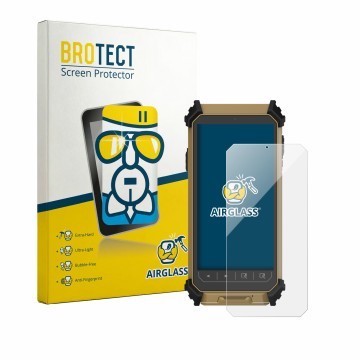 Parte frontal de un envase de producto con el logotipo de la marca BROTECT. Al lado se muestra el dispositivo DT Research DT36