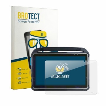 Parte frontal de un envase de producto con el logotipo de la marca BROTECT. Al lado se muestra el dispositivo DT Research DT31