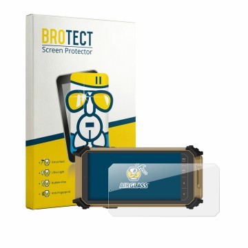 Parte frontal de un envase de producto con el logotipo de la marca BROTECT. Al lado se muestra el dispositivo DT Research DT36