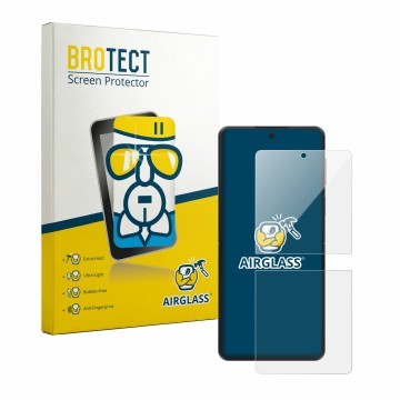 Parte frontal de un envase de producto con el logotipo de la marca BROTECT. Al lado se muestra el dispositivo Samsung Galaxy Z