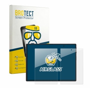 Parte frontal de un envase de producto con el logotipo de la marca BROTECT. Al lado se muestra el dispositivo Samsung Galaxy Z
