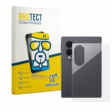 Parte frontal de un envase de producto con el logotipo de la marca BROTECT. Al lado se muestra el dispositivo Samsung Galaxy Z