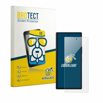 Parte frontal de un envase de producto con el logotipo de la marca BROTECT. Al lado se muestra el dispositivo Samsung Galaxy Z