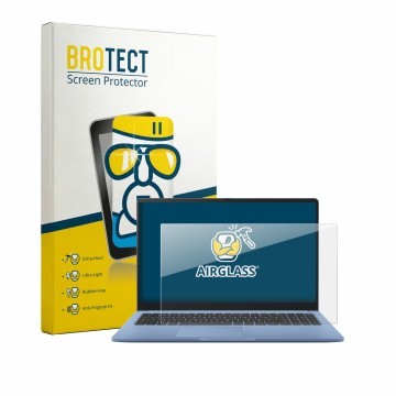 Parte frontal de un envase de producto con el logotipo de la marca BROTECT. Al lado se muestra el dispositivo ASUS Chromebook 