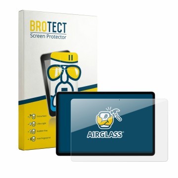 Parte frontal de un envase de producto con el logotipo de la marca BROTECT. Al lado se muestra el dispositivo Samsung Galaxy T