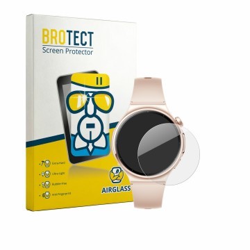 Face avant d’un emballage produit avec le logo de la marque BROTECT. À côté, l’appareil Huawei Watch 6 42 mm est représenté av