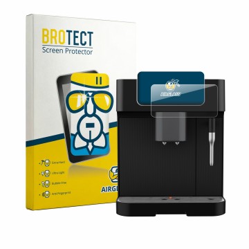 Parte frontal de un envase de producto con el logotipo de la marca BROTECT. Al lado se muestra el dispositivo Grundig KVA 6230