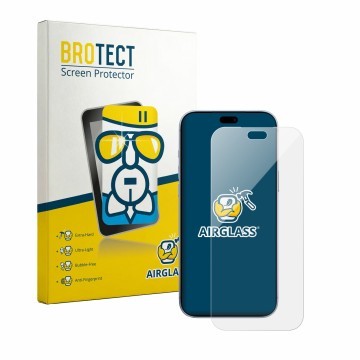 Face avant d’un emballage produit avec le logo de la marque BROTECT. À côté, l’appareil Apple iPhone 18 Pro Max est représenté