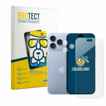 Face avant d’un emballage produit avec le logo de la marque BROTECT. À côté, l’appareil Apple iPhone 18 Pro Max (Avant+Caméra)