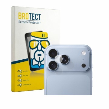 Parte frontal de un envase de producto con el logotipo de la marca BROTECT. Al lado se muestra el dispositivo Apple iPhone 18 