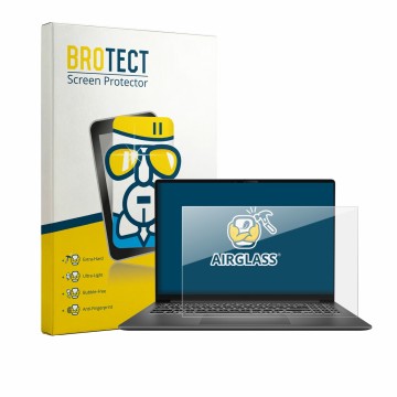 Parte frontale di una confezione del prodotto con il logo del marchio BROTECT. Accanto è raffigurato il dispositivo MSI Modern