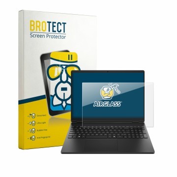 Vorderseite einer Produktverpackung mit dem Markenlogo BROTECT. Daneben ist das Gerät HP HyperX OMEN 15 mit dem zugehörigen Di