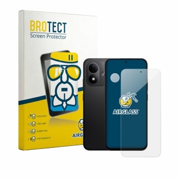 Parte frontal de un envase de producto con el logotipo de la marca BROTECT. Al lado se muestra el dispositivo Xiaomi Redmi Not