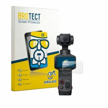 Vorderseite einer Produktverpackung mit dem Markenlogo BROTECT. Daneben ist das Gerät Insta360 Luna Pro mit dem zugehörigen Di