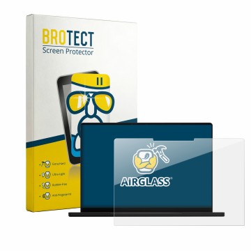 Front side of a product packaging with the brand logo BROTECT. Next to it is the device ASUS ProArt P14 shown with the corresp