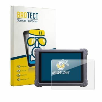 Front side of a product packaging with the brand logo BROTECT. Next to it is the device Autel MaxiSys Ultra shown with the cor