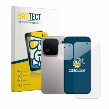 Parte frontale di una confezione del prodotto con il logo del marchio BROTECT. Accanto è raffigurato il dispositivo Oppo Find 