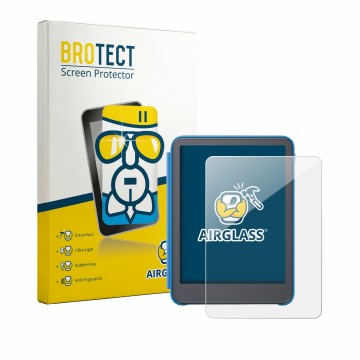 Vorderseite einer Produktverpackung mit dem Markenlogo BROTECT. Daneben ist das Gerät Amazon Kindle Paperwhite Kids 2026 mit d
