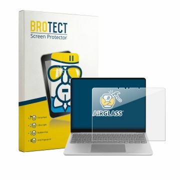 Front side of a product packaging with the brand logo BROTECT. Next to it is the device Microsoft Surface Laptop 13