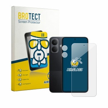 Parte frontal de un envase de producto con el logotipo de la marca BROTECT. Al lado se muestra el dispositivo Xiaomi Poco X8 (