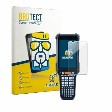 Face avant d’un emballage produit avec le logo de la marque BROTECT. À côté, l’appareil Datalogic Falcon X65 est représenté av