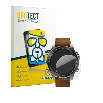 Parte frontal de un envase de producto con el logotipo de la marca BROTECT. Al lado se muestra el dispositivo Garmin Marq Adve
