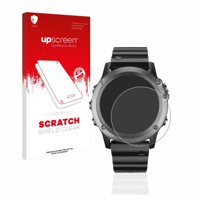 Front side of a product packaging with the brand logo upscreen. Next to it is the device Garmin Fenix 3 shown with the corresp