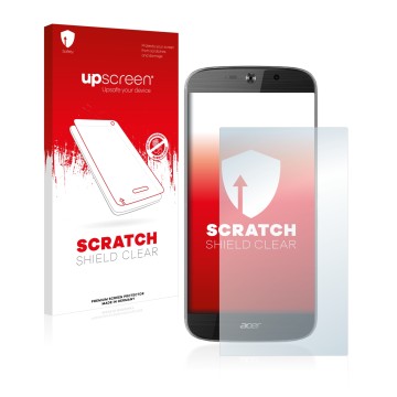 Parte frontale di una confezione del prodotto con il logo del marchio upscreen. Accanto è raffigurato il dispositivo Acer Liqu