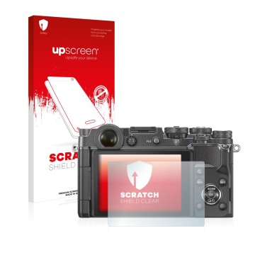 Front side of a product packaging with the brand logo upscreen. Next to it is the device Olympus PEN-F shown with the correspo