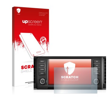 Parte frontal de un envase de producto con el logotipo de la marca upscreen. Al lado se muestra el dispositivo Seat Ateca 2016