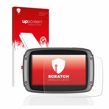 Front side of a product packaging with the brand logo upscreen. Next to it is the device TomTom Rider 550 shown with the corre