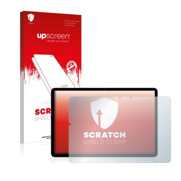 Vorderseite einer Produktverpackung mit dem Markenlogo upscreen. Daneben ist das Gerät Samsung Galaxy Tab S7 LTE 2020 mit dem 