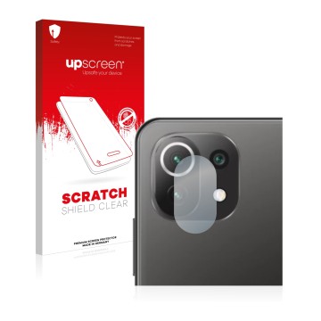 Parte frontale di una confezione del prodotto con il logo del marchio upscreen. Accanto è raffigurato il dispositivo Xiaomi Mi