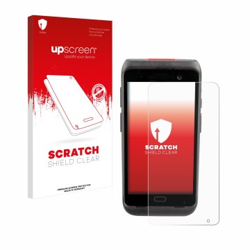 Front side of a product packaging with the brand logo upscreen. Next to it is the device Honeywell CT40 XP shown with the corr