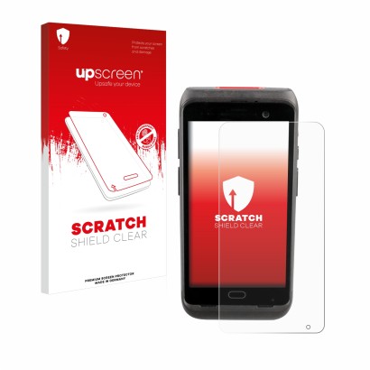 Front side of a product packaging with the brand logo upscreen. Next to it is the device Honeywell CT40 XP shown with the corr