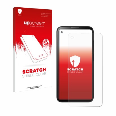 Face avant d’un emballage produit avec le logo de la marque upscreen. À côté, l’appareil Blackview BL5000 est représenté avec 