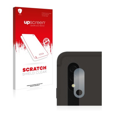 Face avant d’un emballage produit avec le logo de la marque upscreen. À côté, l’appareil Samsung Galaxy Tab S8 Plus WiFi (Camé